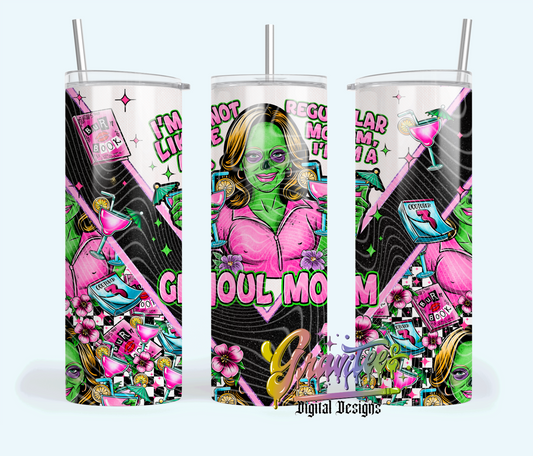 Ghoul Mom Skinny Tumbler Design Png, Trendy Ghoul Mom Skinny Tumbler Template for UVDTF or Sublimation Printing, PNG Only!
