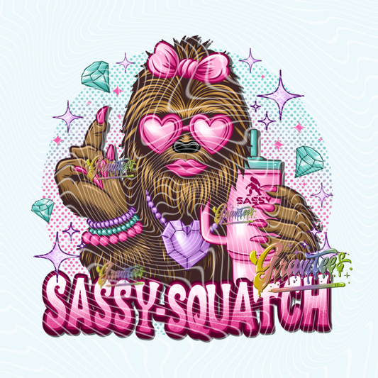 Sassy-Squatch Design Png, Bigfoot Clipart, Sasquatch Clipart,  Clipart for DTF or Shirt Printing, PNG Only!