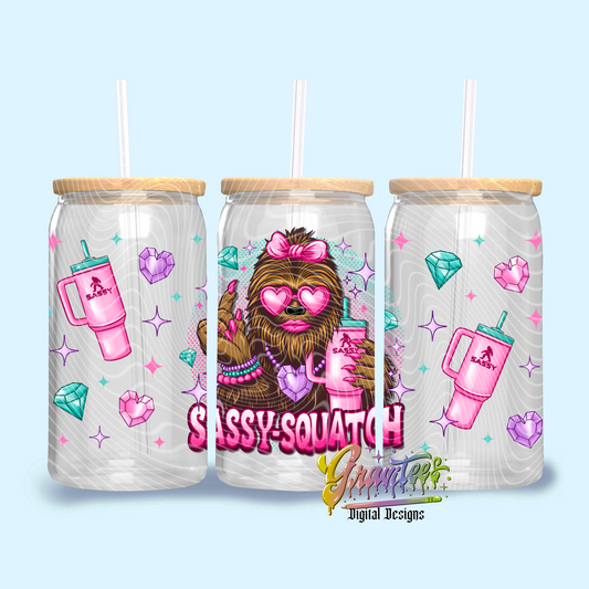 Sassy-Squatch Libbey Template Design Png, Bigfoot Libbey, Sasquatch PNG for UVDTF or Sublimation Printing, PNG Only!