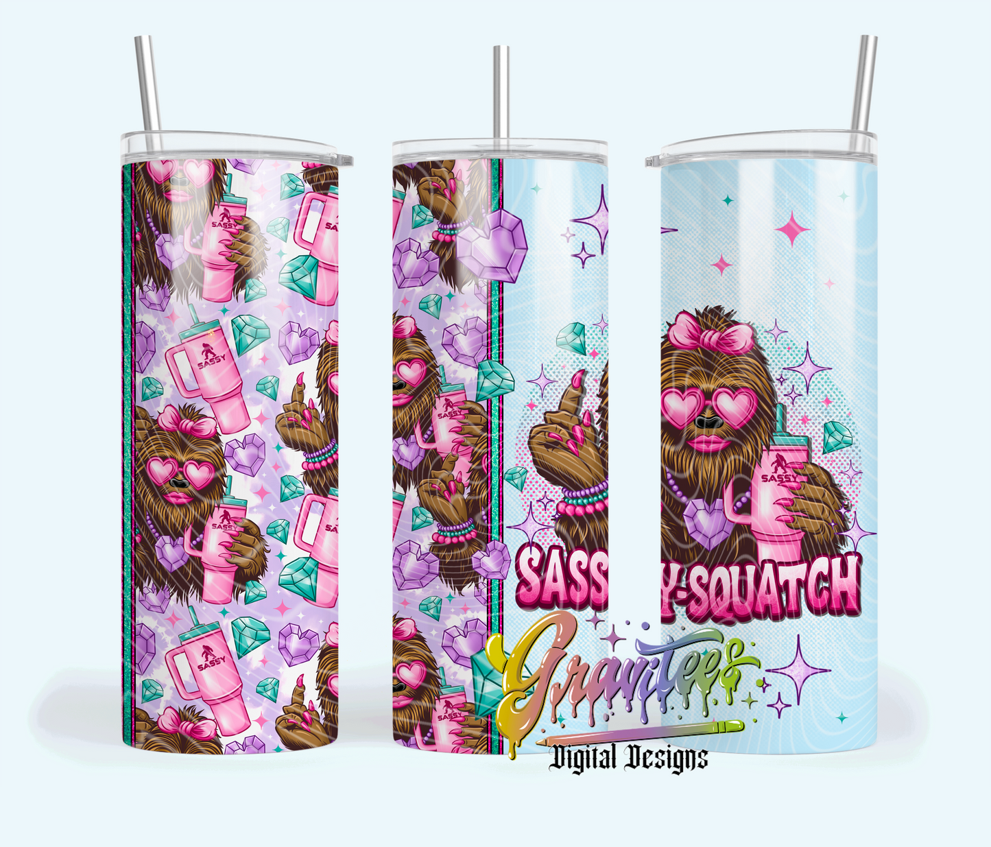 Sassy-Squatch Skinny Tumbler Template Design Png, Bigfoot Skinny, Sasquatch PNG for UVDTF or Sublimation Printing, PNG Only!