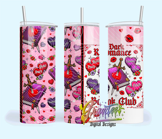 Dark Romance Book Club 20oz Tumbler Template Design PNG,  for UVDTF or Sublimation Printing PNG Only