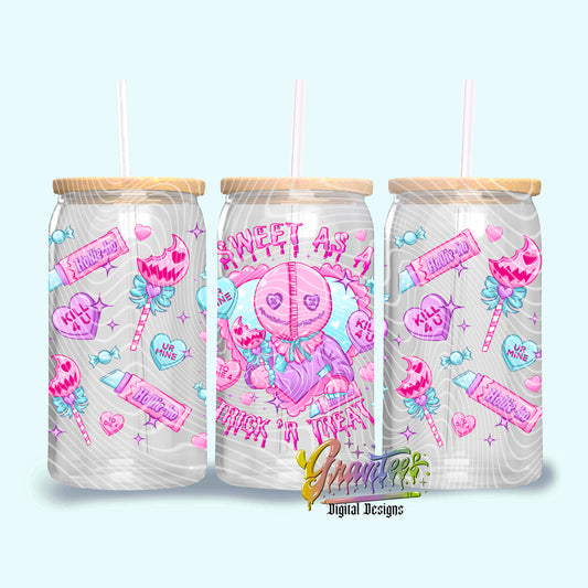 Horror Pastel Valentine 16oz Tumbler Template Design PNG,  for UVDTF or Sublimation Printing PNG Only