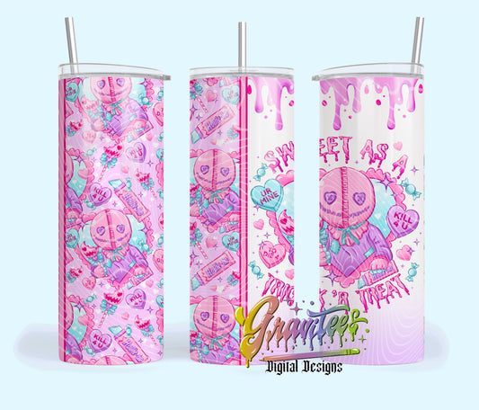 Horror Pastel Valentine 20oz Tumbler Template Design PNG,  for UVDTF or Sublimation Printing PNG Only