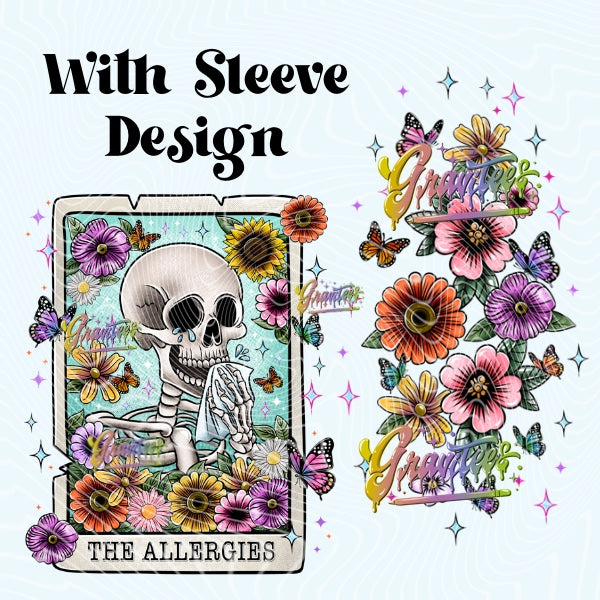 The Allergies Tarot Skeleton with Sleeve Design Png, Tarot Clipart, Skeleton Clipart for DTF or Shirt Printing, PNG Only!
