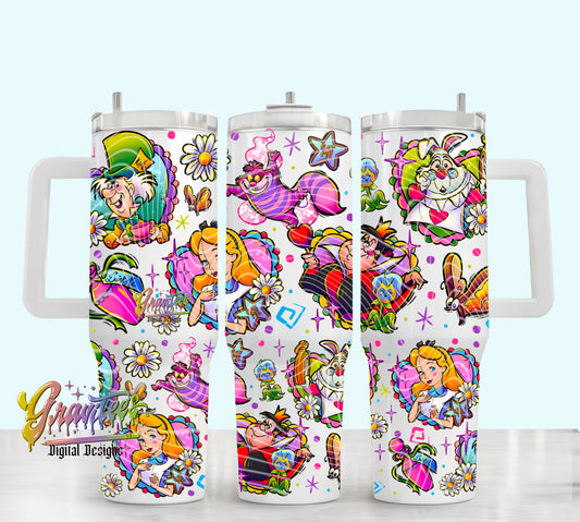 Rabbit Hole 40oz Tumbler Template Design PNG,  for UVDTF or Sublimation Printing PNG Only