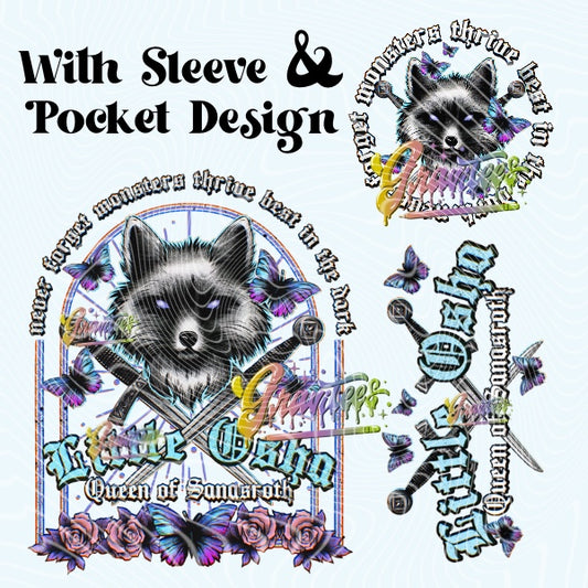 Butterfly Wolf Book Design With Sleeve & Pocket Design Png for DTF or Shirt Printing, PNG Only!