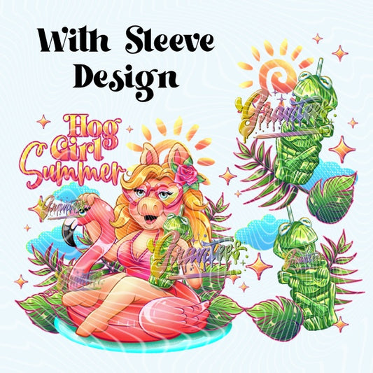 Hog Girl Summer With Sleeve  Design Png for DTF or Shirt Printing, PNG Only!