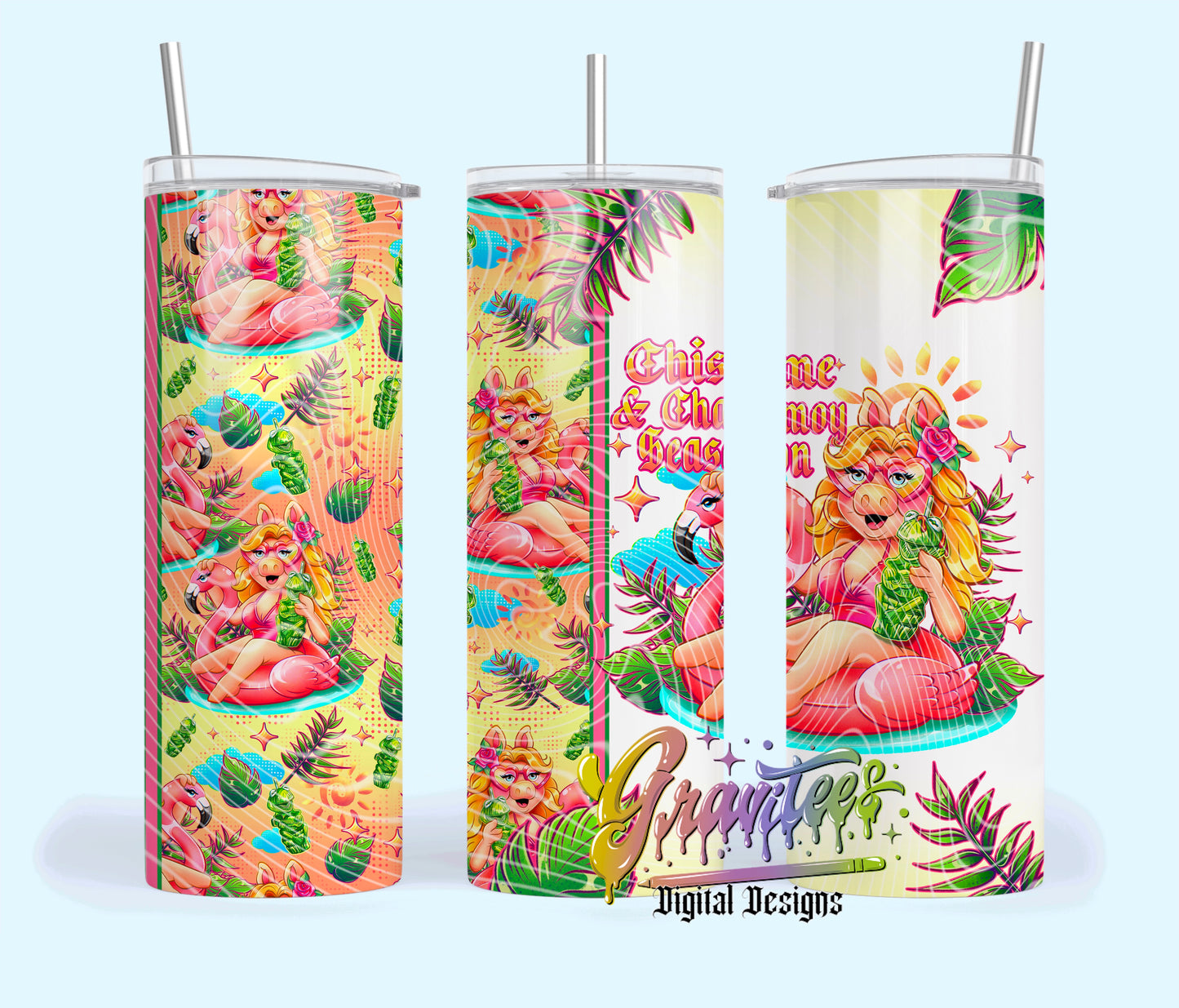 Chisme & Chamoy Summer Design 20oz Tumbler Template Design PNG,  for UVDTF or Sublimation Printing PNG Only