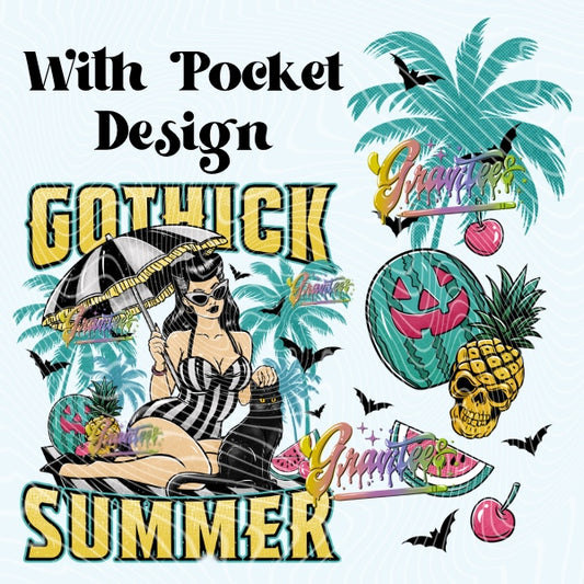 Gothick Summer 01 Design with Sleeve Png, Gothick  Clipart, Gothick  Clipart,  Clipart for DTF or Shirt Printing, PNG Only!