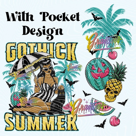 Gothick Summer 02 Design with Sleeve Png, Gothick  Clipart, Gothick  Clipart,  Clipart for DTF or Shirt Printing, PNG Only!