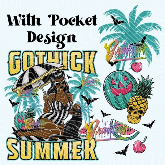 Gothick Summer 03 Design with Sleeve Png, Gothick  Clipart, Gothick  Clipart,  Clipart for DTF or Shirt Printing, PNG Only!