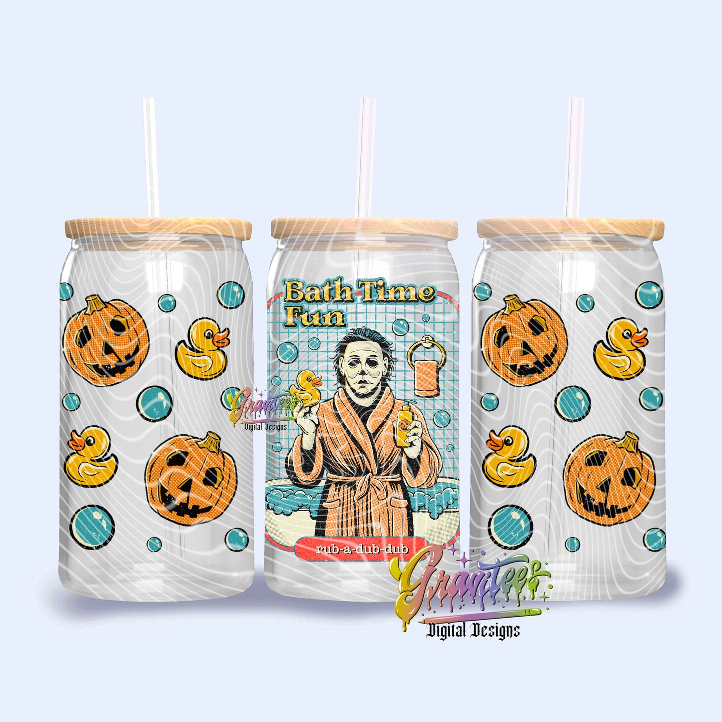 BATH TIME HORROR Libbey Design Png, BATH TIME HORRORLibbey, BATH TIME HORROR Libbey Template for UVDTF or Sublimation Printing, PNG Only!
