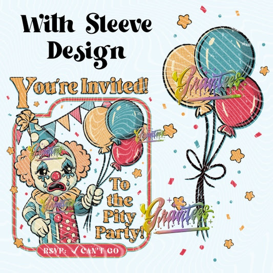 YOURE INVITED CLOWN  Design with Sleeve Png, YOURE INVITED CLOWN Clipart,  Clipart for DTF or Shirt Printing, PNG Only!