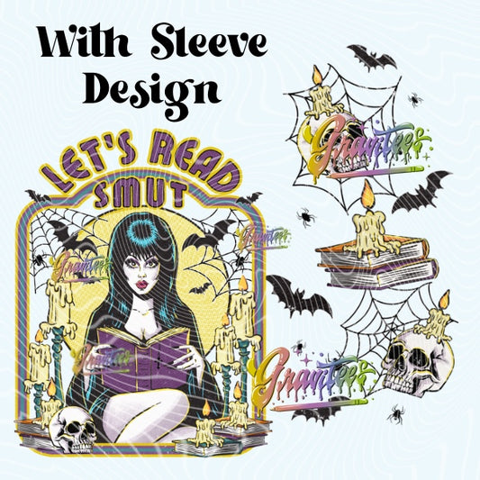Let’s Read Smut with Sleeve Design Png, Spooky Let’s Read Smut Clipart, Clipart for DTF or Shirt Printing, PNG Only!