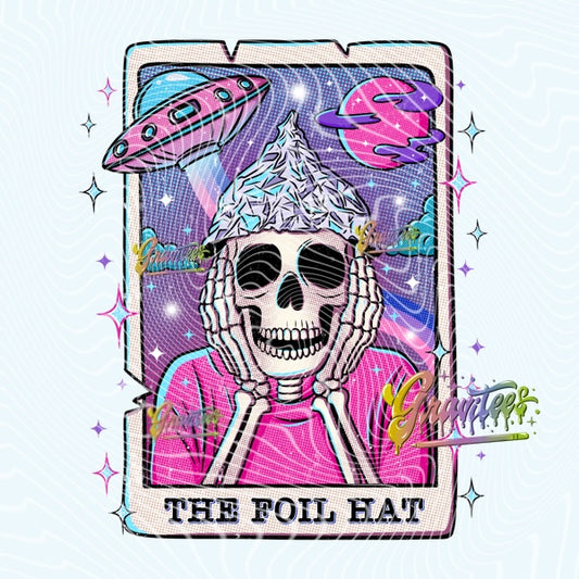 The Foil Hat Tarot Card Png, Tarot Clipart, Skeleton Clipart for DTF or Shirt Printing, PNG Only!