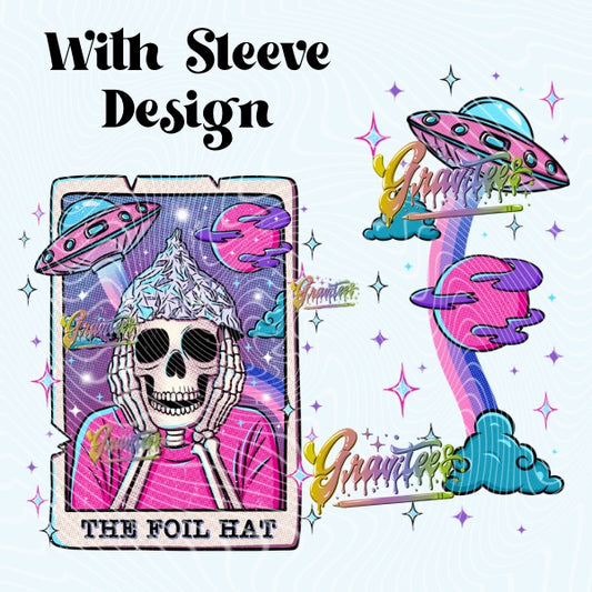 The Foil Hat Tarot Card with Sleeve Png, Tarot Clipart, Skeleton Clipart for DTF or Shirt Printing, PNG Only!