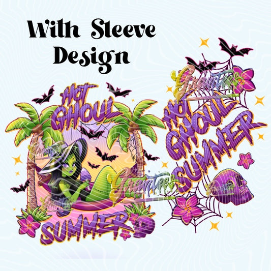 Hot Ghoul Summer with Sleeve Design Png for DTF or Shirt Printing, PNG Only!