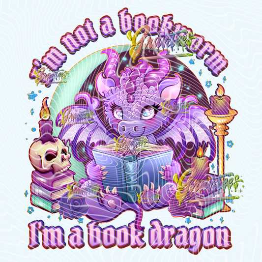 I’m A Book Dragon Design Png for DTF or Shirt Printing, PNG Only!