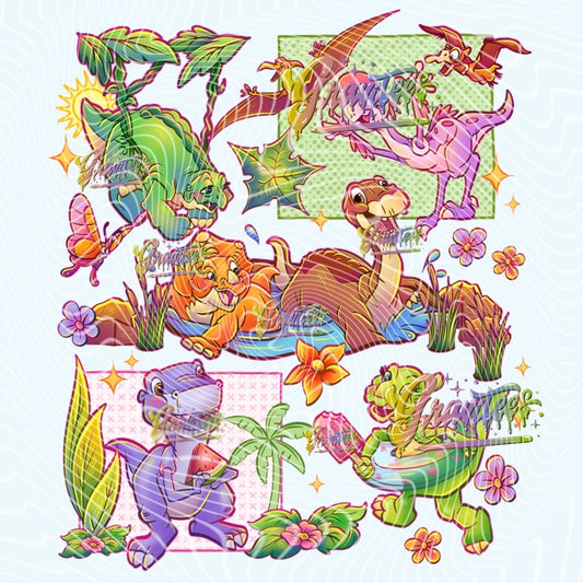 Land Dinosaurs Design Png for DTF or Shirt Printing, PNG Only! (With & Without Boxes)