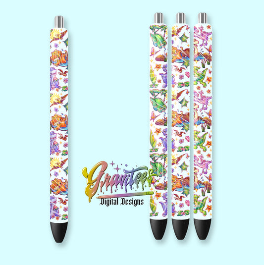 Land Dinosaurs Pen Wrap Design Png for DTF or Shirt Printing, PNG Only!