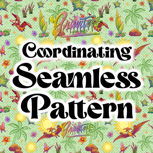 Land Dinosaurs Coordinating Seamless Design Png Green Seamless Design for DTF or Shirt Printing, PNG Only!
