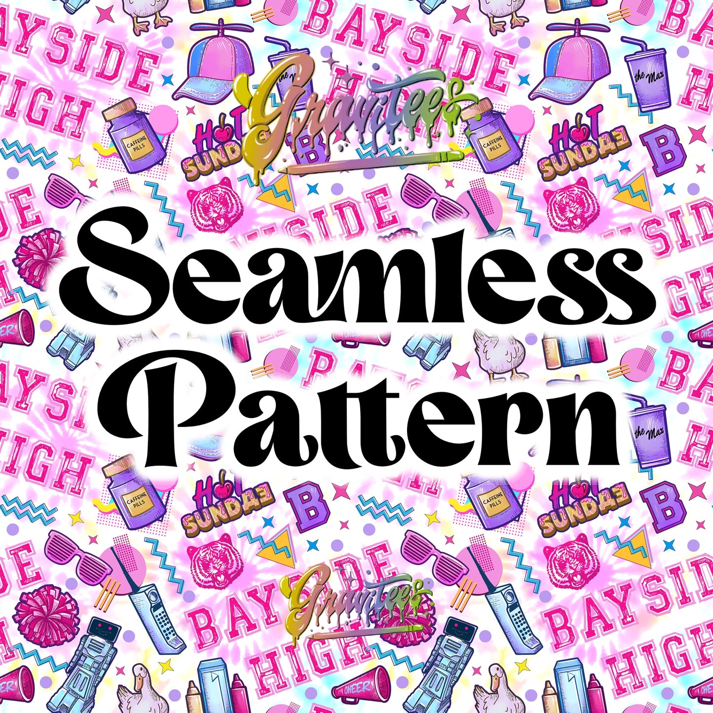 90’s High School Seamless Design Png for DTF or Shirt Printing, PNG Only!