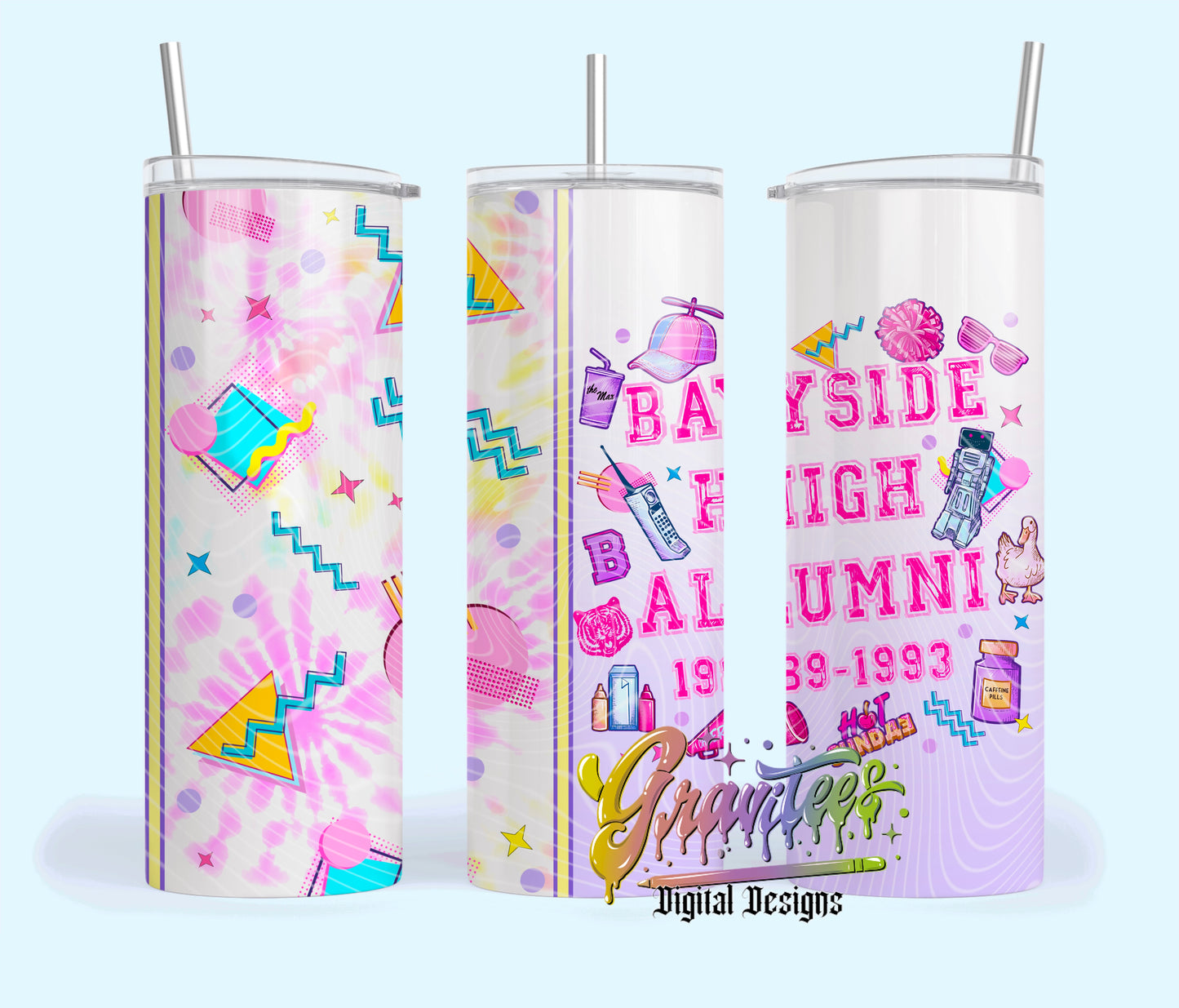 90’s High School Design 20oz Tumbler Template Design PNG,  for UVDTF or Sublimation Printing PNG Only!!