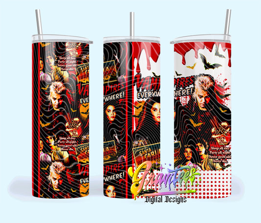 VAMPIRES EVERYWHERE BLACK BACKGROUND 20oz Tumbler Template Design PNG,  for UVDTF or Sublimation Printing PNG Only!!