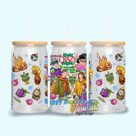 HANUKKAH 16oz Tumbler Template Design PNG, Fall  Design for UVDTF or Sublimation Printing PNG Only!