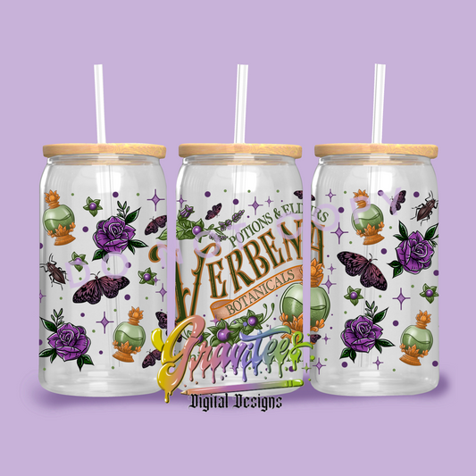 Verbena Botanicals Template Design for 16oz. Libbey Glass Cup PNG ONLY!!