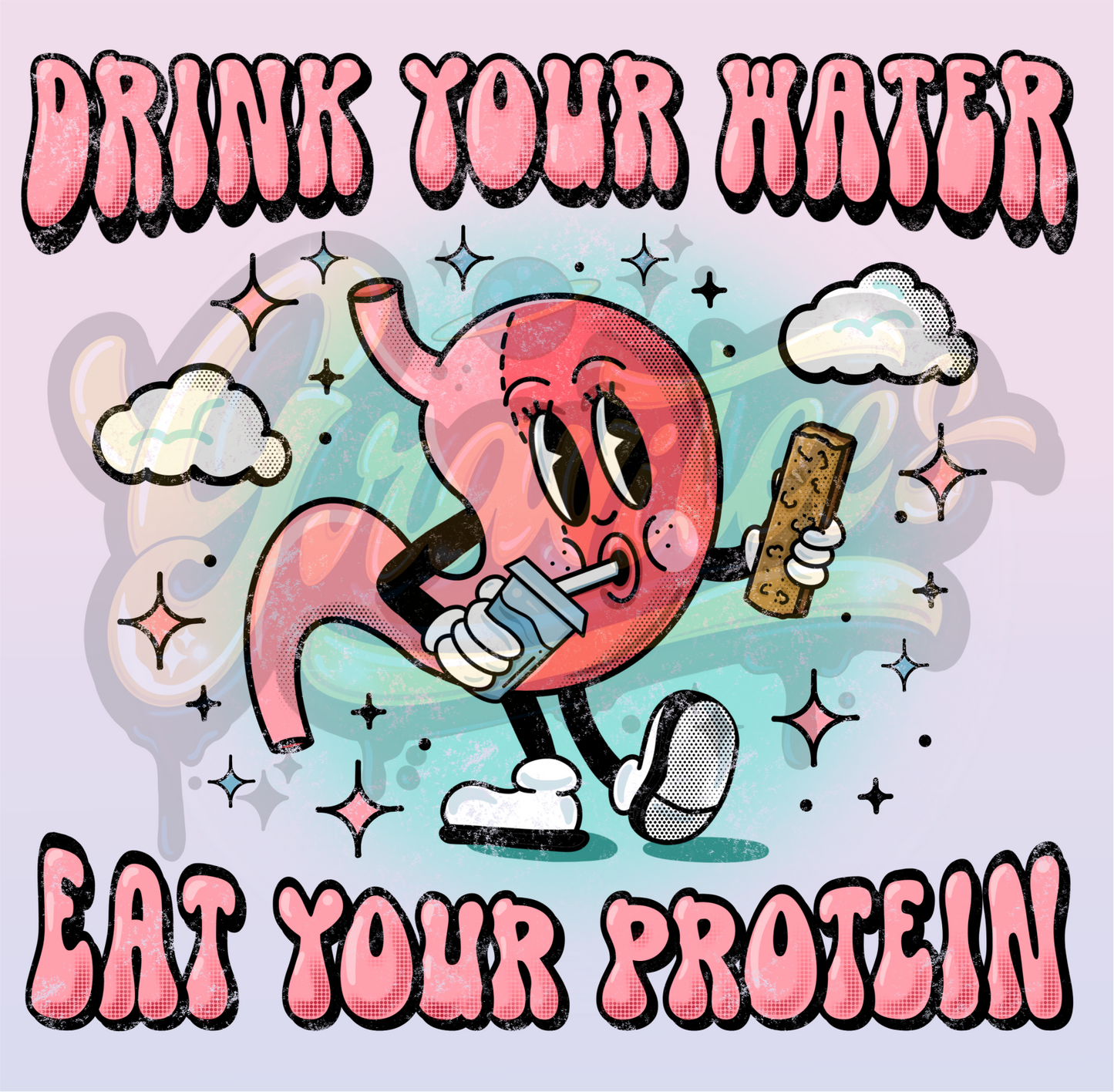 Drink Your Water Eat Your Protein PNG, Bariatric Sleeve Vsg Clipart for DTF or Shirt Printing, PNG Only!