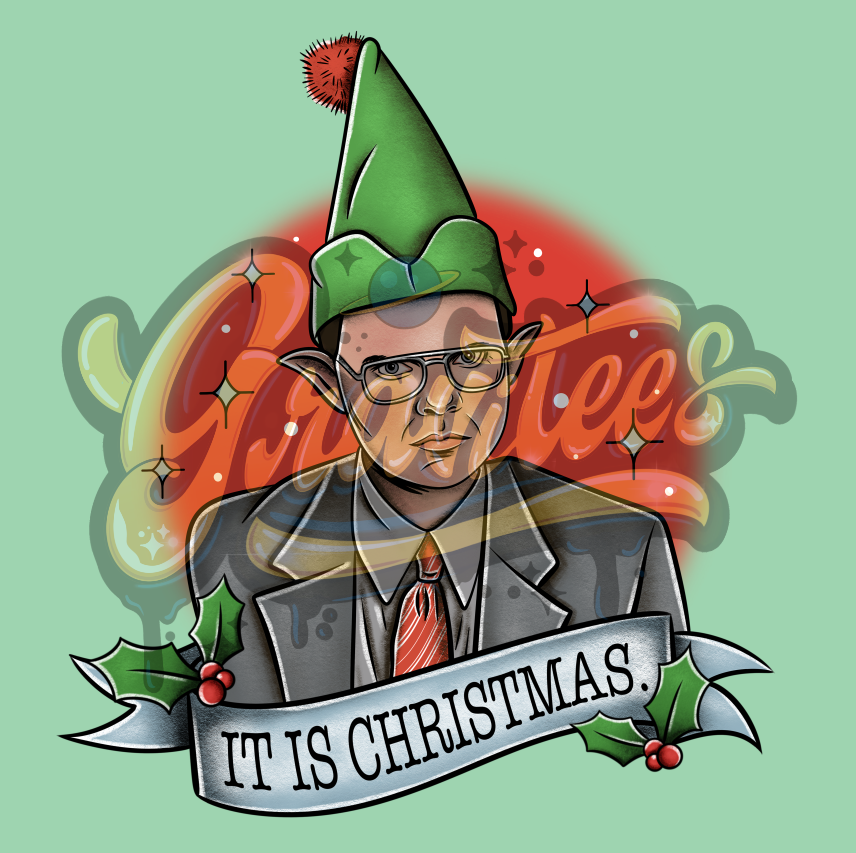 It Is Christmas Dwight Png, Dwight Elf Clipart, The Office Christmas Clipart for DTF or Shirt Printing PNG Only!