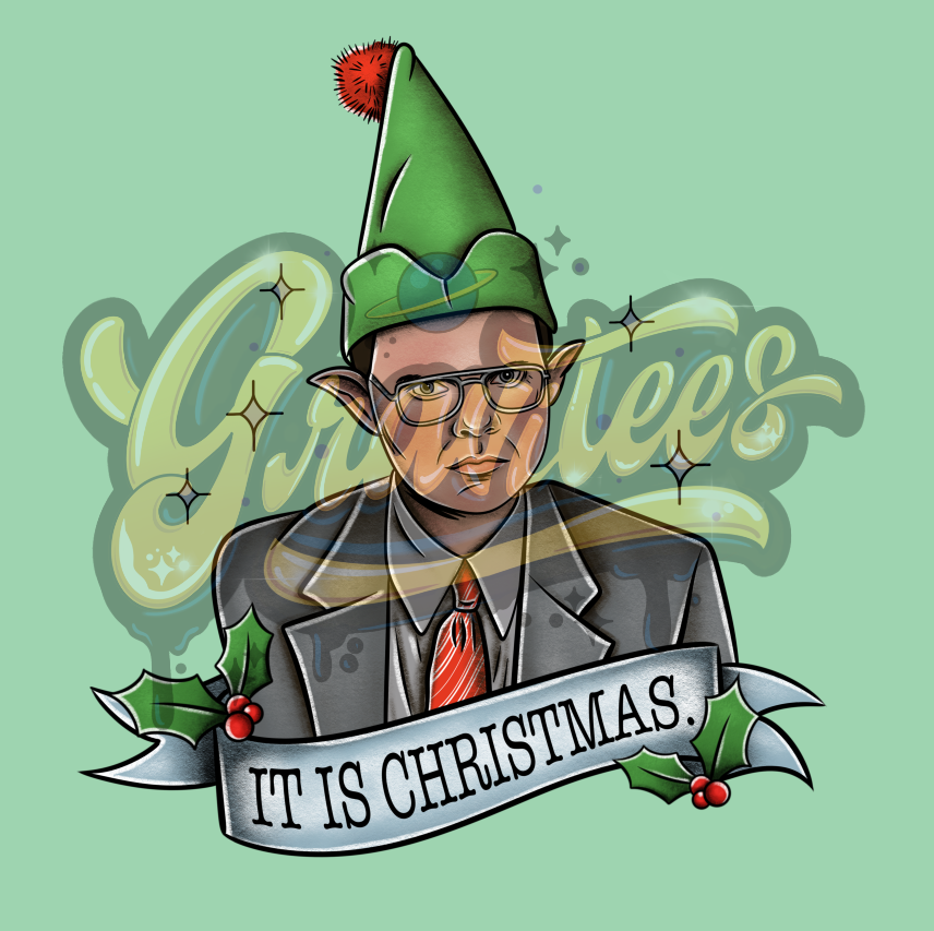 It Is Christmas Dwight Png, No Background Dwight Elf Clipart, The Office Christmas Clipart for DTF or Shirt Printing PNG Only!