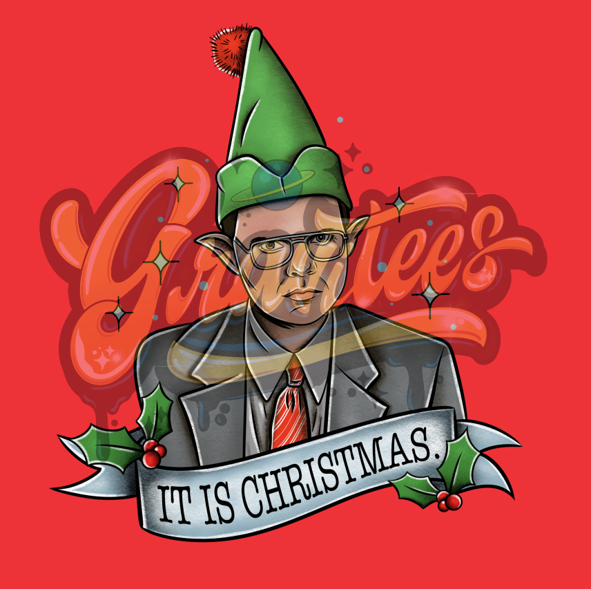 It Is Christmas Dwight Png, No Background Dwight Elf Clipart, The Office Christmas Clipart for DTF or Shirt Printing PNG Only!