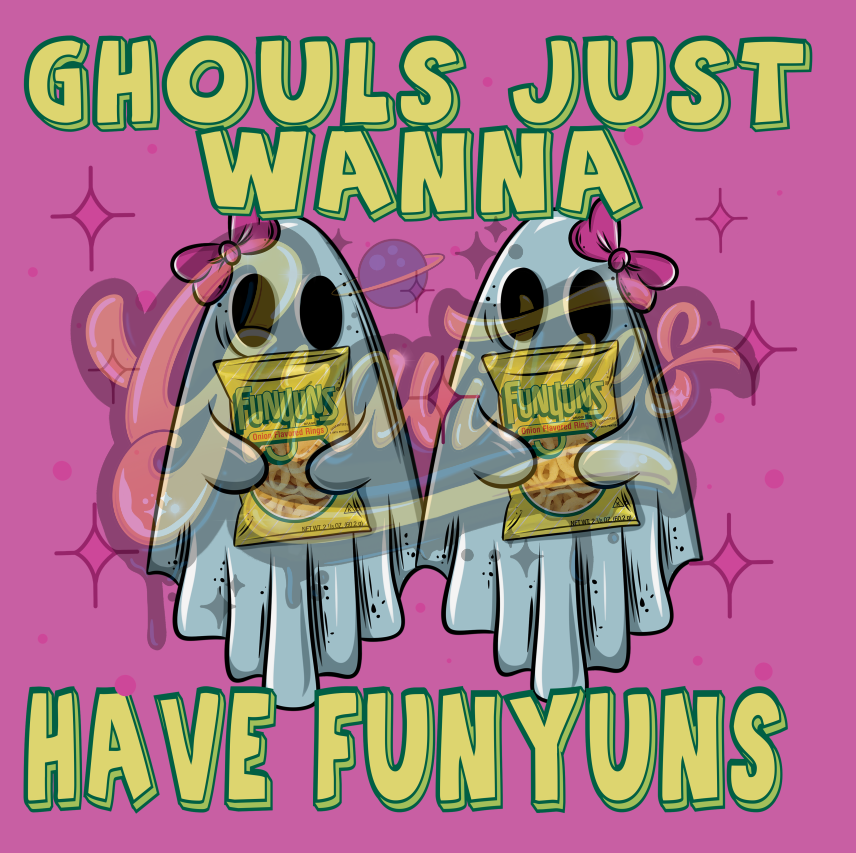 Ghouls Just Wanna Have Funyuns Png, Ghost Clipart, Funyuns Clipart, Ghost Food Clipart for DTF or Shirt Printing PNG Only!