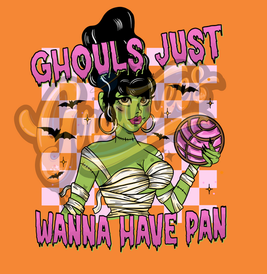 Ghouls Just Wanna Have Pan with Checkered Background PNG, Concha Clipart, Hot Ghoul Clipart for DTF or Shirt Printing, PNG Only!