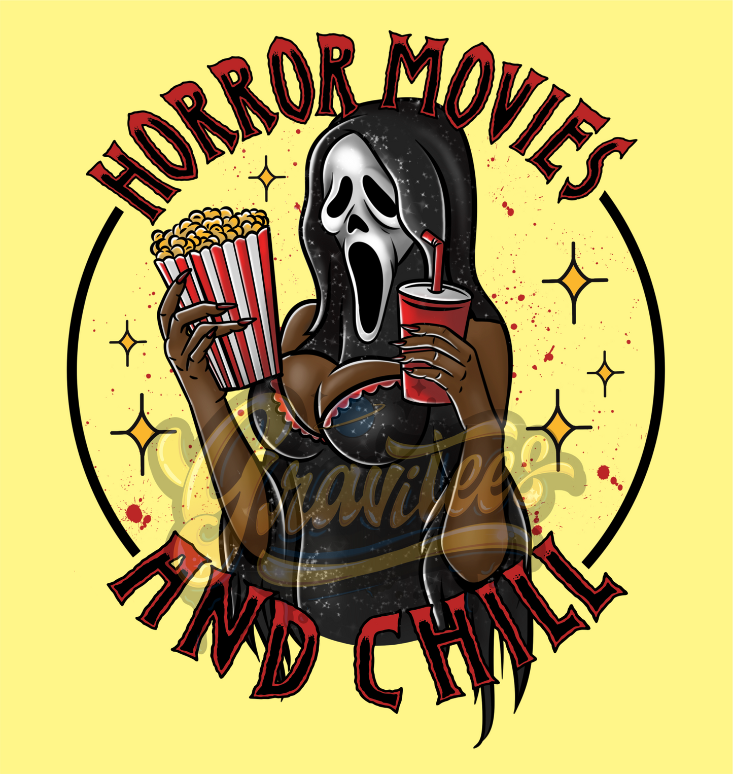 Horror Movies and Chill Clipart, Dark Skin Tone, Horror Clipart, Horror Clipart, Scream Clipart for DTF or Shirt Printing, PNG Only!