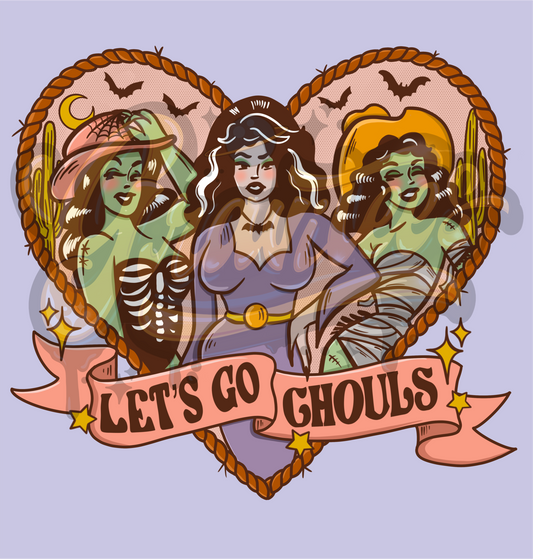 Let's Go Ghouls PNG, Spooky Cowgirls Clipart for DTF or Shirt Printing, Halloween Sublimation, PNG Only!