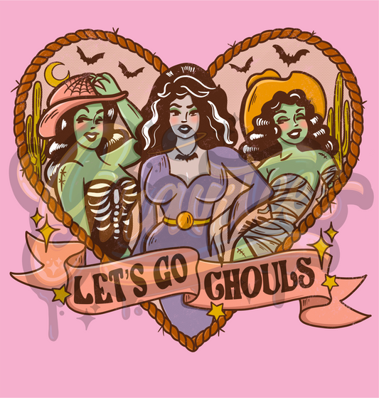 Let's Go Ghouls PNG, Spooky Cowgirls Clipart for DTF or Shirt Printing, Halloween Sublimation, PNG Only! Distressed Version!