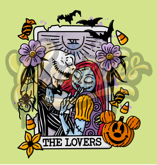 Tarot Lovers PNG, Jack Sally Clipart, Tarot Clipart, Nightmare Clipart, Halloween Clipart for DTF or Shirt Printing, PNG Only!