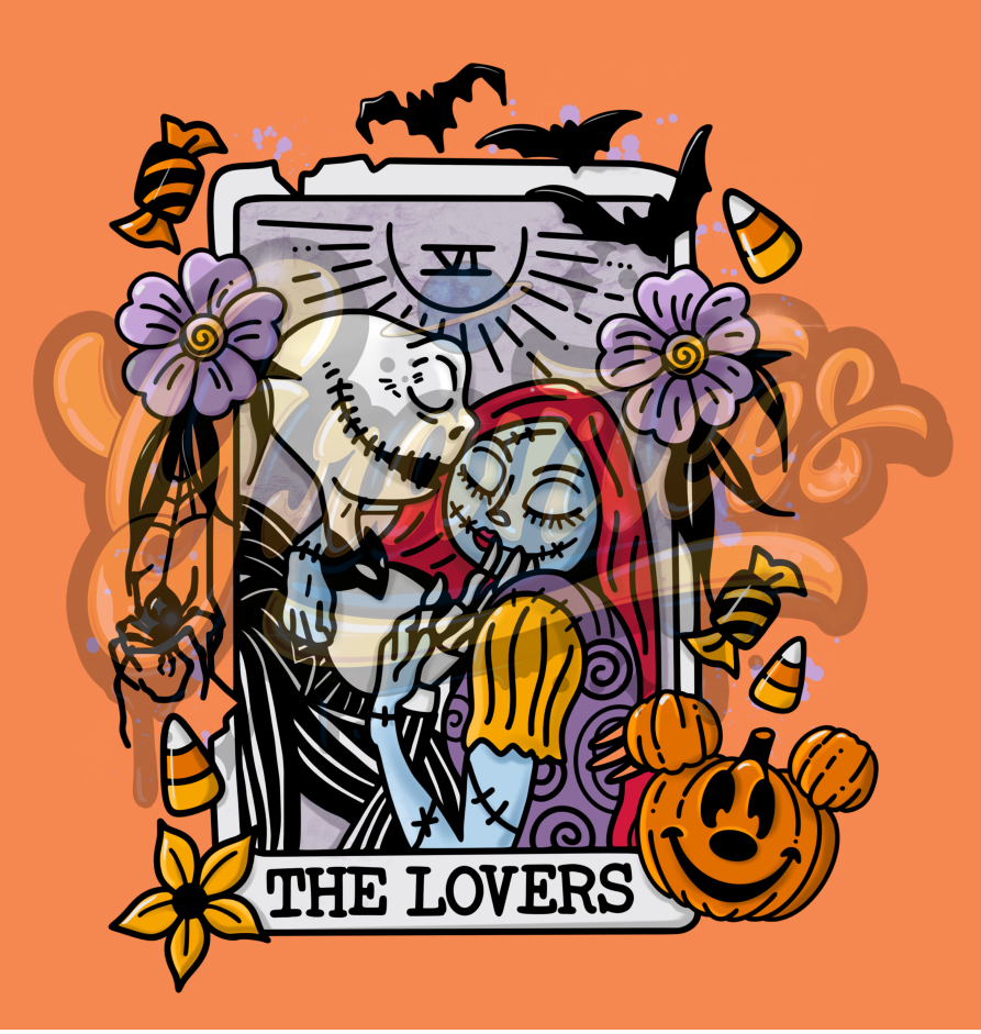 Tarot Lovers PNG, Jack Sally Clipart, Tarot Clipart, Nightmare Clipart, Halloween Clipart for DTF or Shirt Printing, PNG Only!