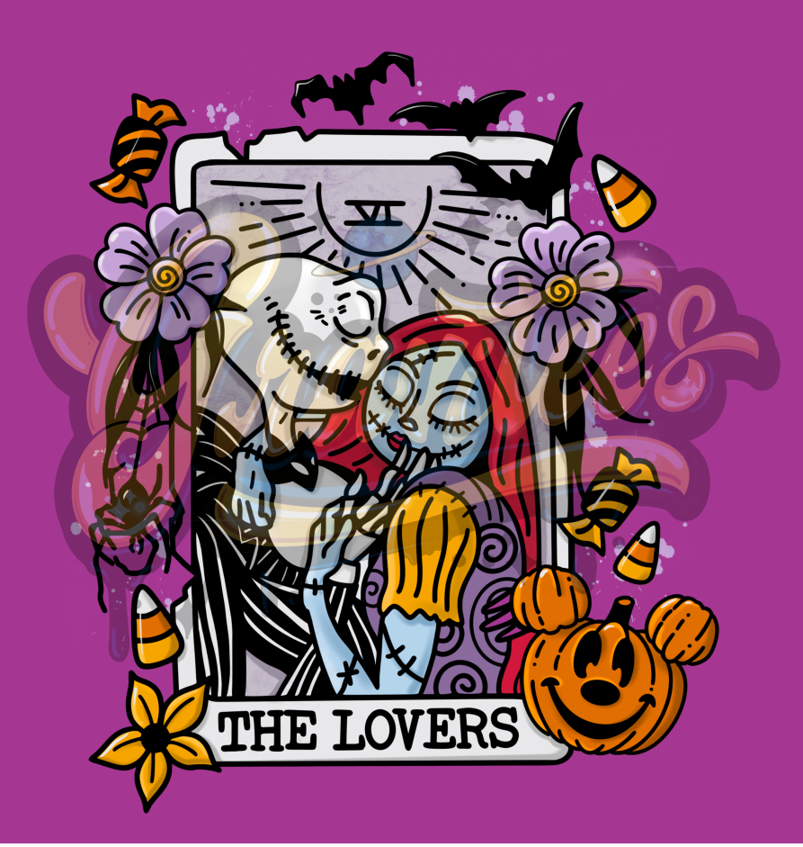 Tarot Lovers PNG, Jack Sally Clipart, Tarot Clipart, Nightmare Clipart, Halloween Clipart for DTF or Shirt Printing, PNG Only!