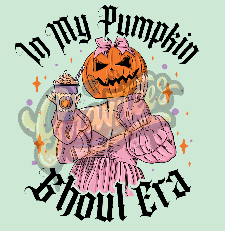 In My Pumpkin Ghoul Era PNG, Pumpkin Clipart, Pumpkin Spice Clipart, Halloween Girl Clipart for DTF or Shirt Printing, PNG Only!