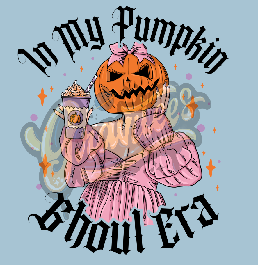 In My Pumpkin Ghoul Era PNG, Pumpkin Clipart, Pumpkin Spice Clipart, Halloween Girl Clipart for DTF or Shirt Printing, PNG Only!