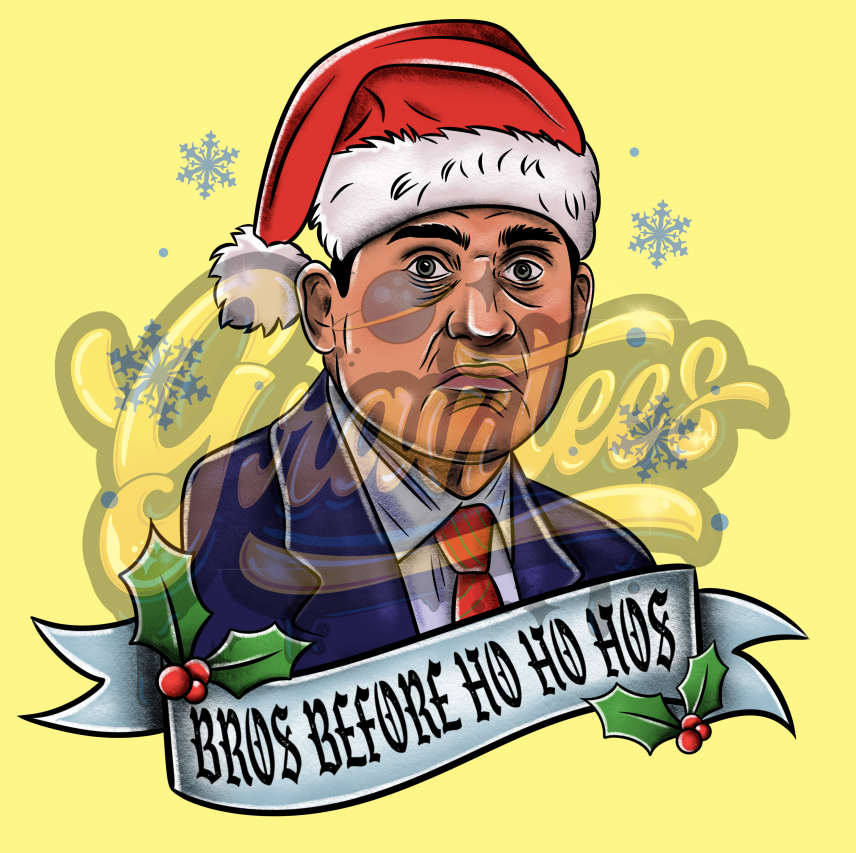 Michael Scott Bros Before Ho Ho Hos Christmas Png, The Office Clipart, The Office Christmas Clipart for DTF or Shirt Printing PNG Only!