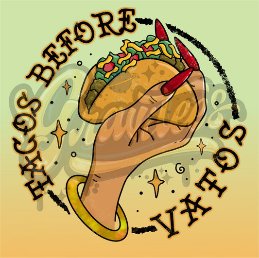 Tacos Before Vatos PNG, Taco Clipart for DTF or Shirt Printing, PNG Only!