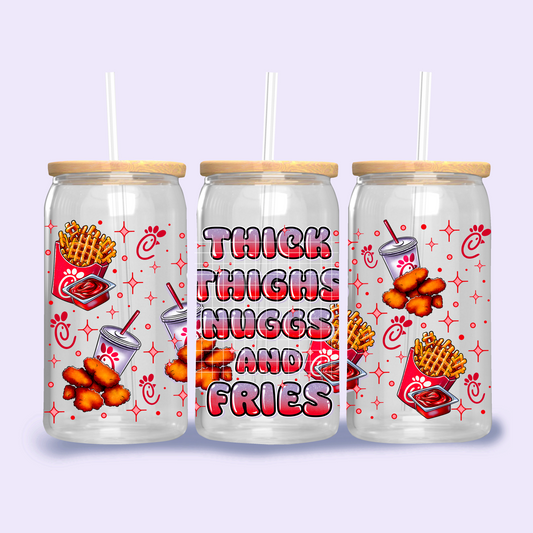 Thick Thighs Nuggs & Fries Libbey Template Design Png, Nuggets Clipart, Trendy Food Clipart, Clipart for DTF or Shirt Printing, PNG Only!
