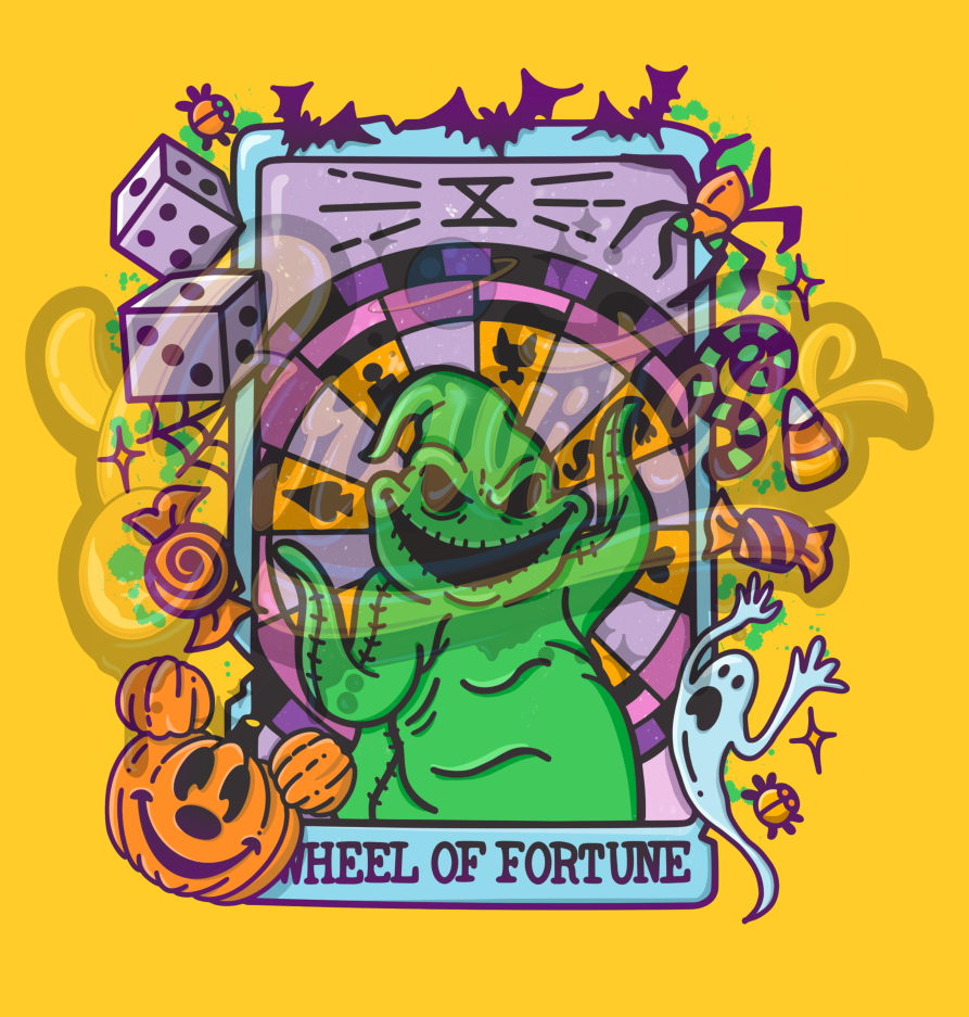 Wheel Of Fortune Tarot PNG, Oogie Boogie Clipart, Tarot Clipart, Not So Scary, Halloween Clipart for DTF or Shirt Printing, PNG Only!